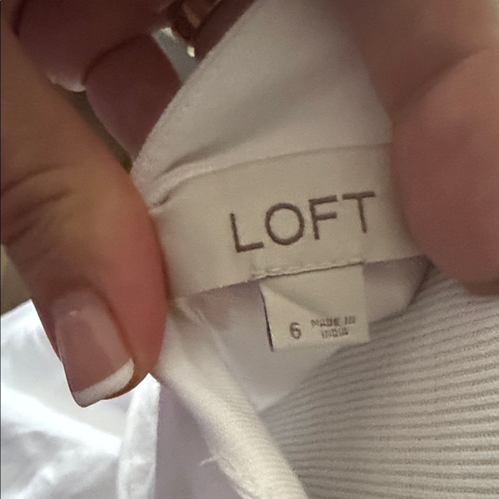 LOFT White Button-Down Midi Dress - Picture 2 of 5
